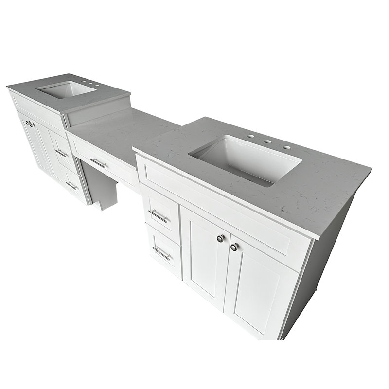 DISAR 103'' Double Bathroom Vanity with Quartz Top | Wayfair